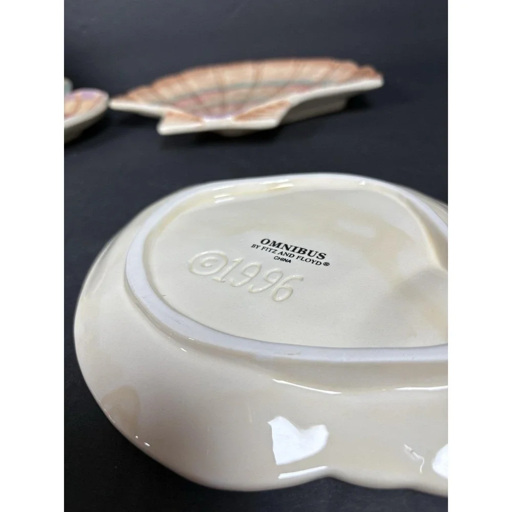 Vintage 1996 Fitz & Floyd Caribbean Seashell Salad Plates Set of 4 Box